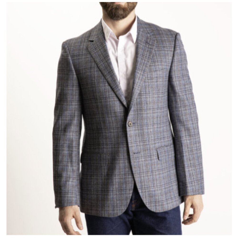 Thom Hudson Men's Italian Silk & Wool Blend Sport Coat Jacket Size 42S Blue NWT